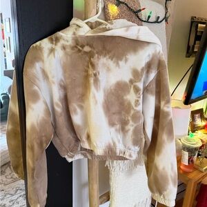 Tan and white tie-dye hoodie